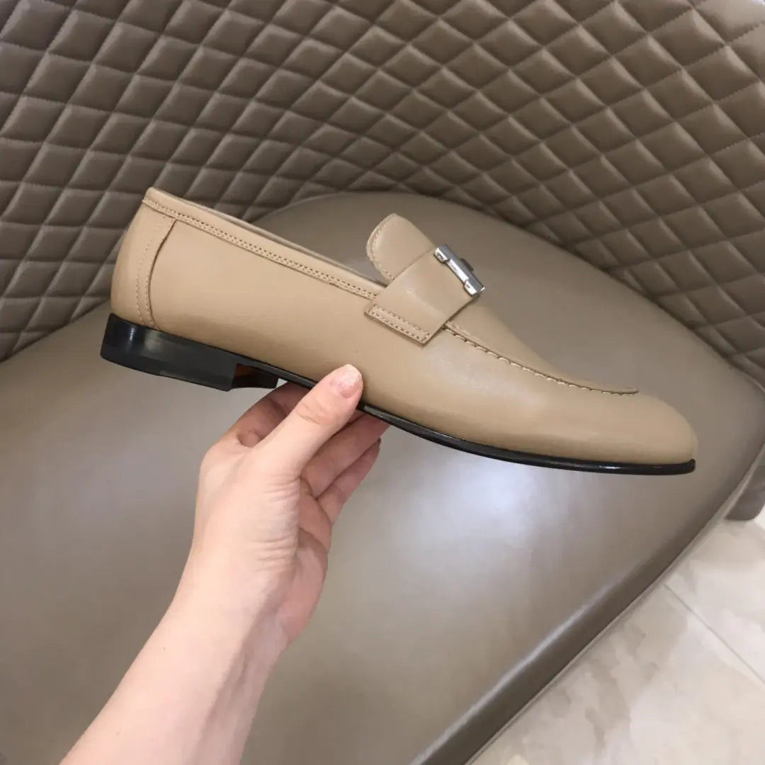 Hermes H Beige Loafers