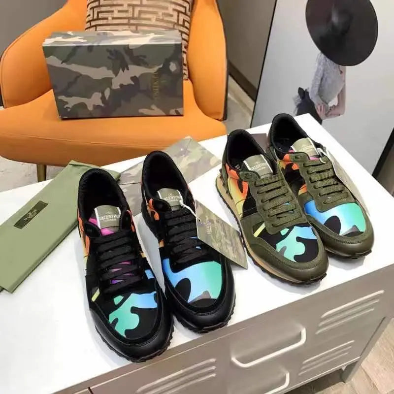 Valentino Rockrunner Camo Green Blue Orange Sneakers