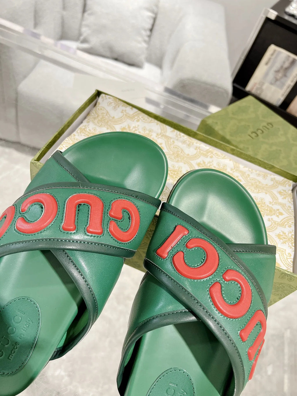 Gucci Logo Green Red Slides