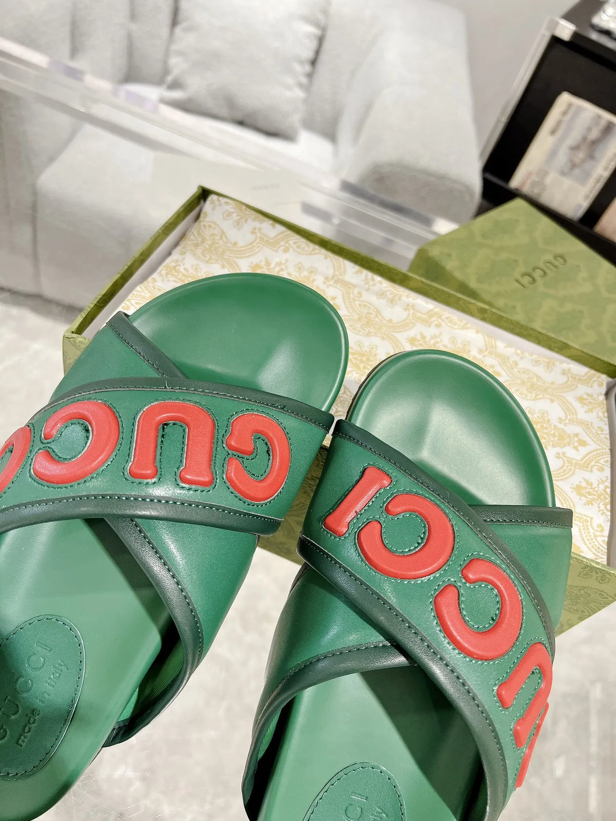 Gucci Logo Green Red Slides