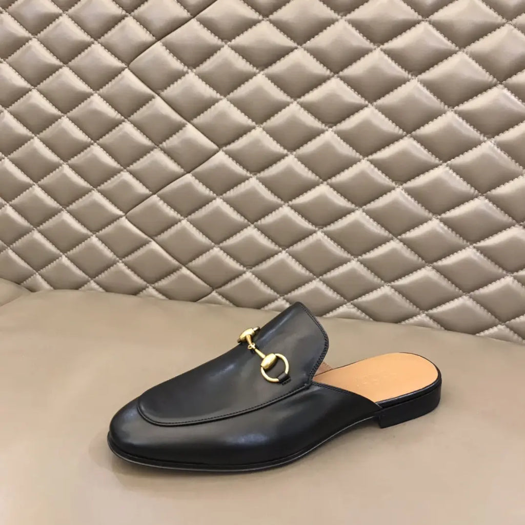 Gucci Horsebit Black Gold Bit Mules