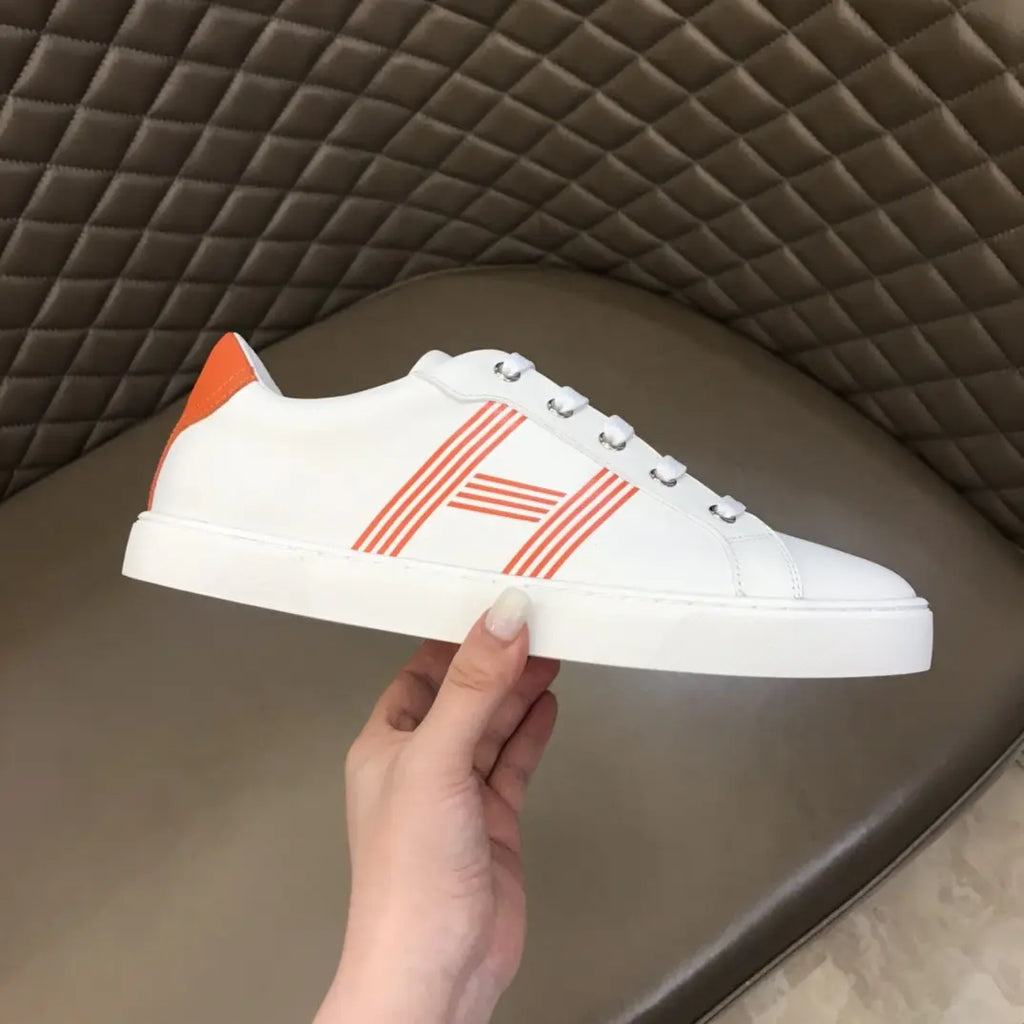 Hermès H White Orange Sneakers