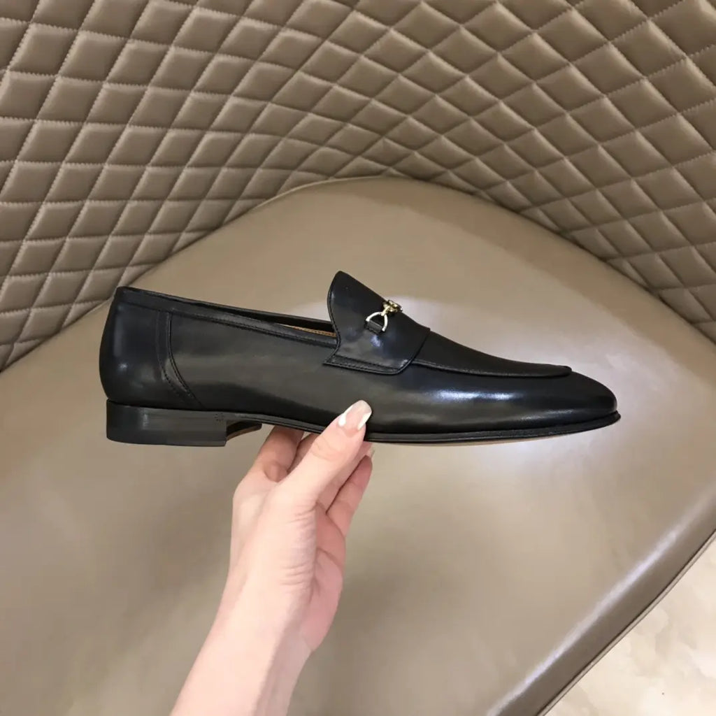 Gucci Horsebit Gold Chain Black Loafers