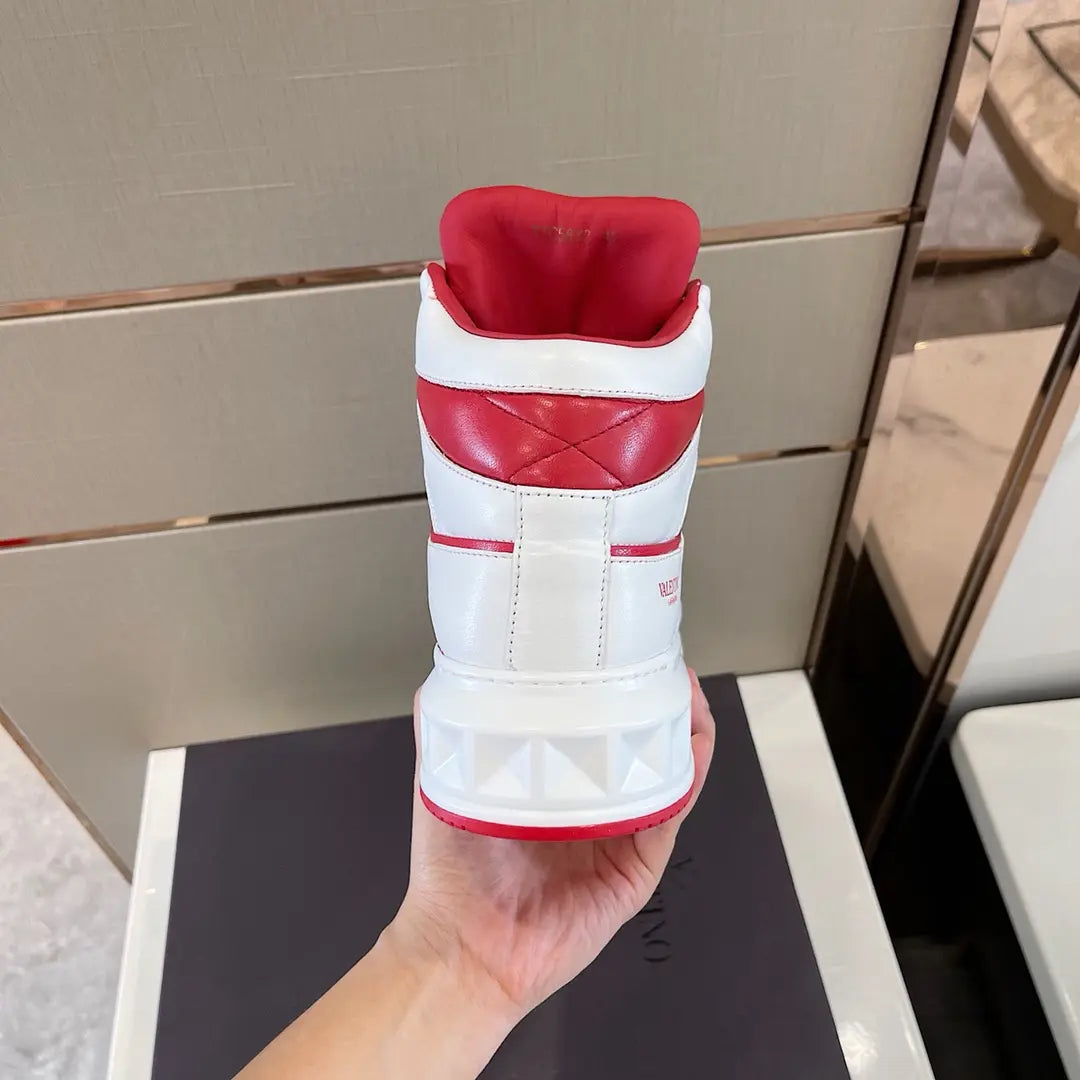 Valentino High Top White Red Sneakers