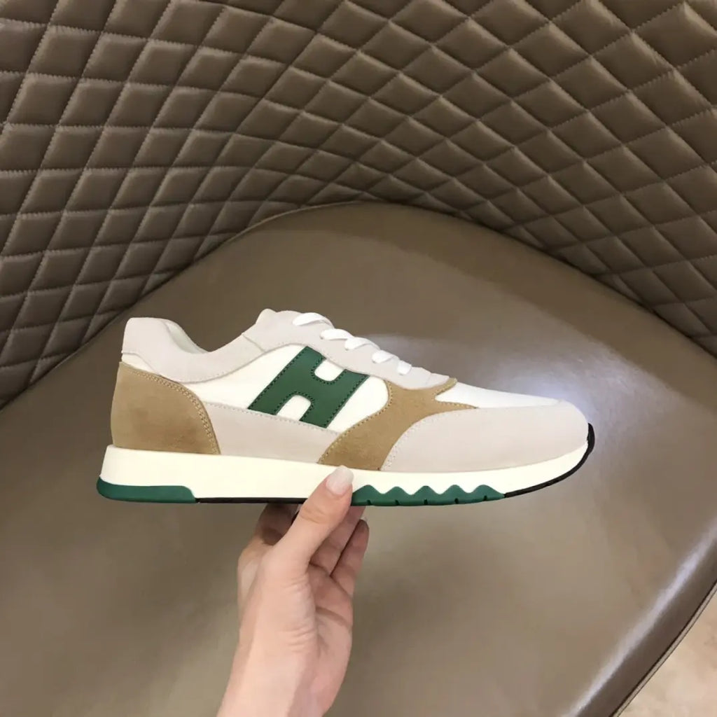 Hermes Paris White Green Beige Sneakers