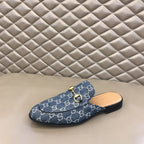 Gucci Horsebit GG Supreme Blue Mules