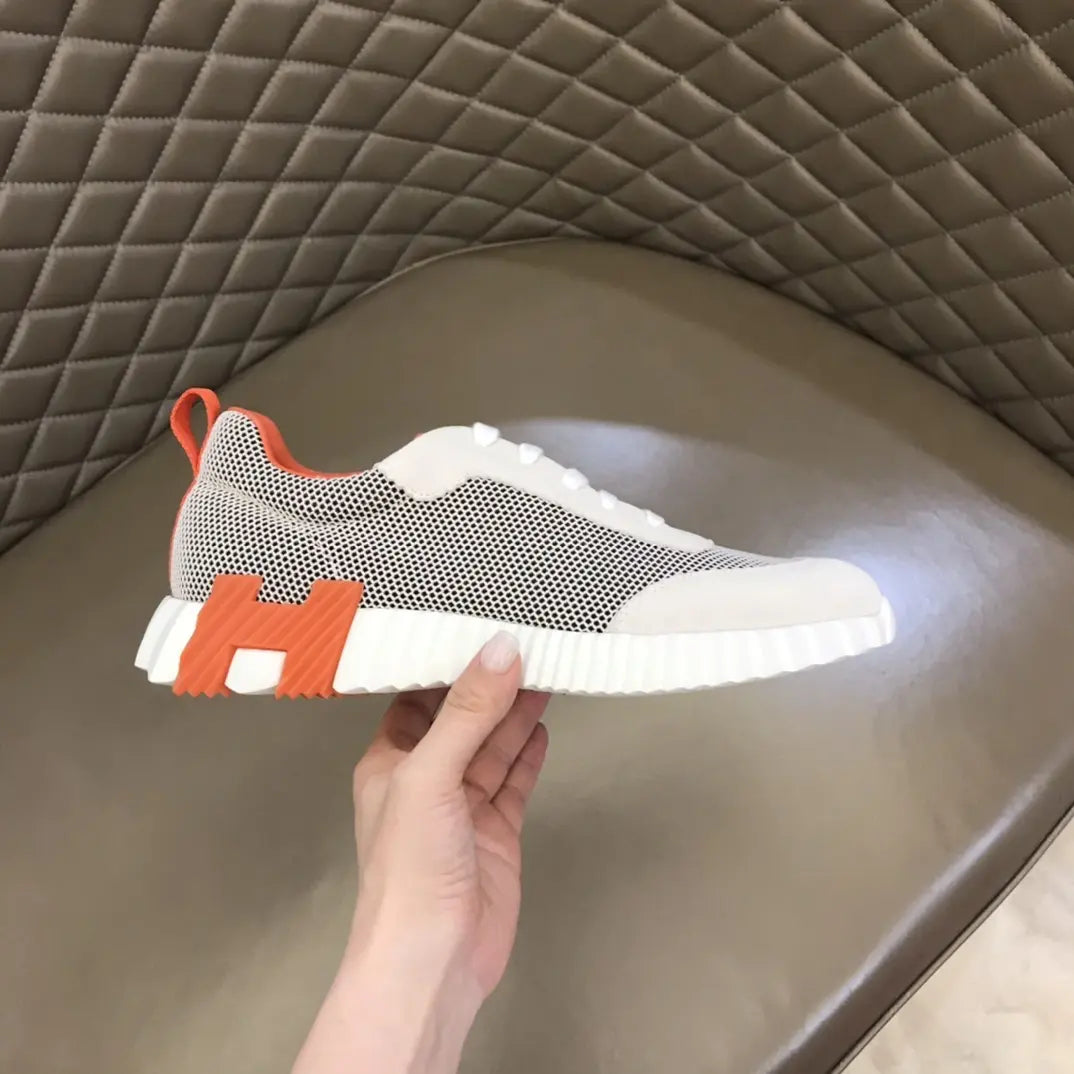 Hermes White Orange Blue Mesh Sneakers