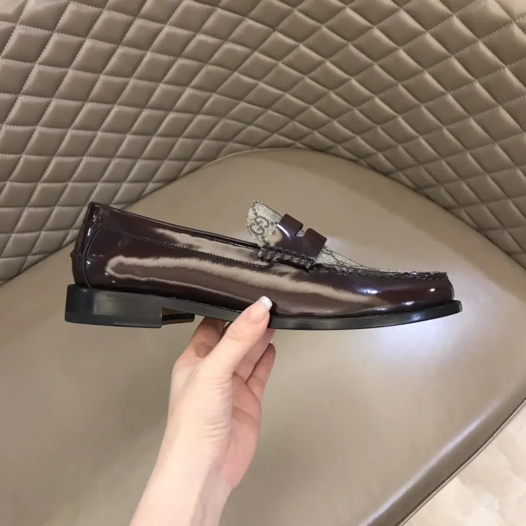 Gucci GG Dark Brown Beige Loafers