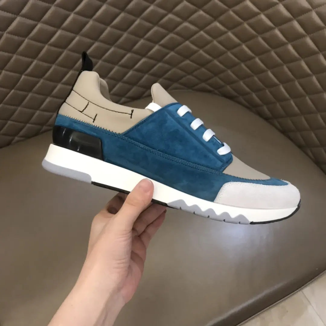 Hermes Paris Blue Beige White Sneakers