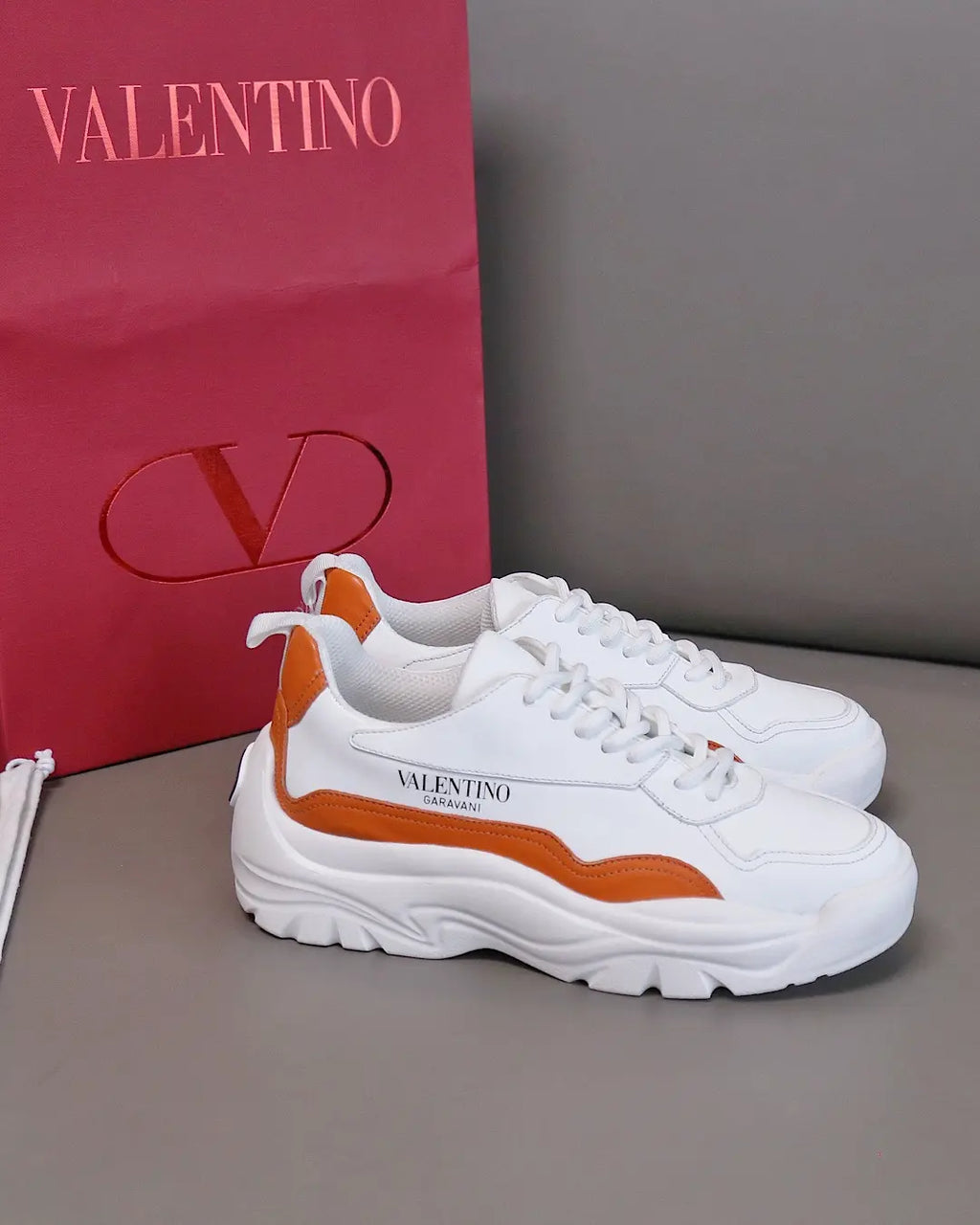 Valentino Garavani White Orange Sneakers