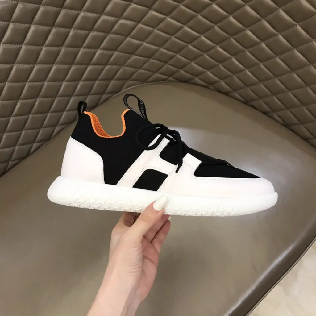 Hermès Bouncing Black White Orange Sneakers