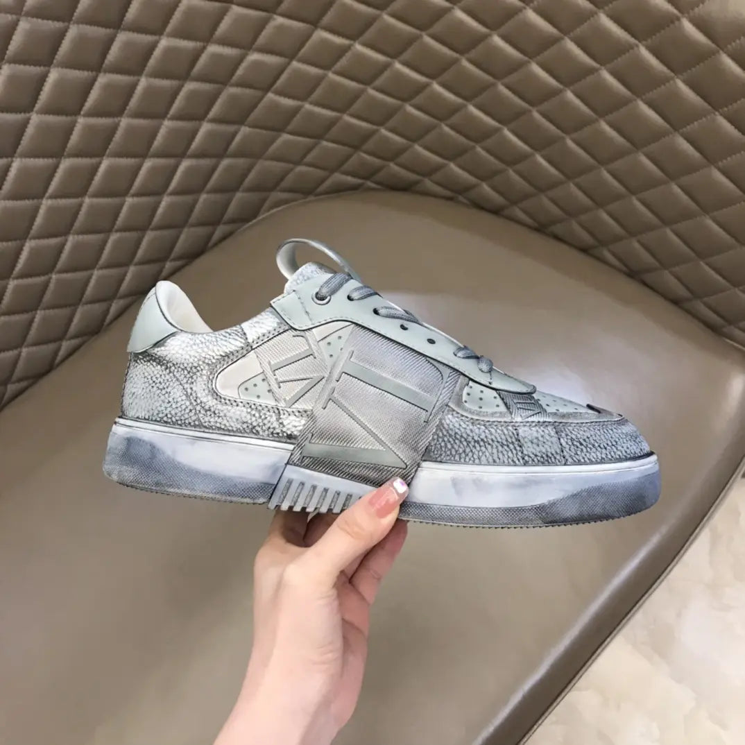 Valentino Garavani Light Grey Metallic Sneakers