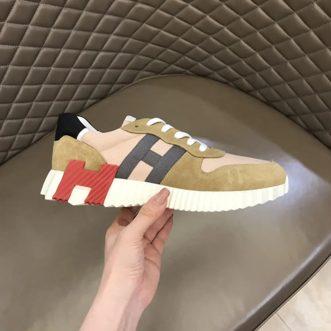 Hermès Pink Beige Black White Sneakers
