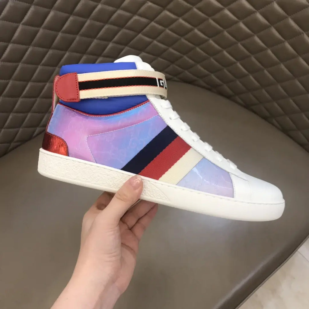 Gucci High Top White Blue Red Sneakers