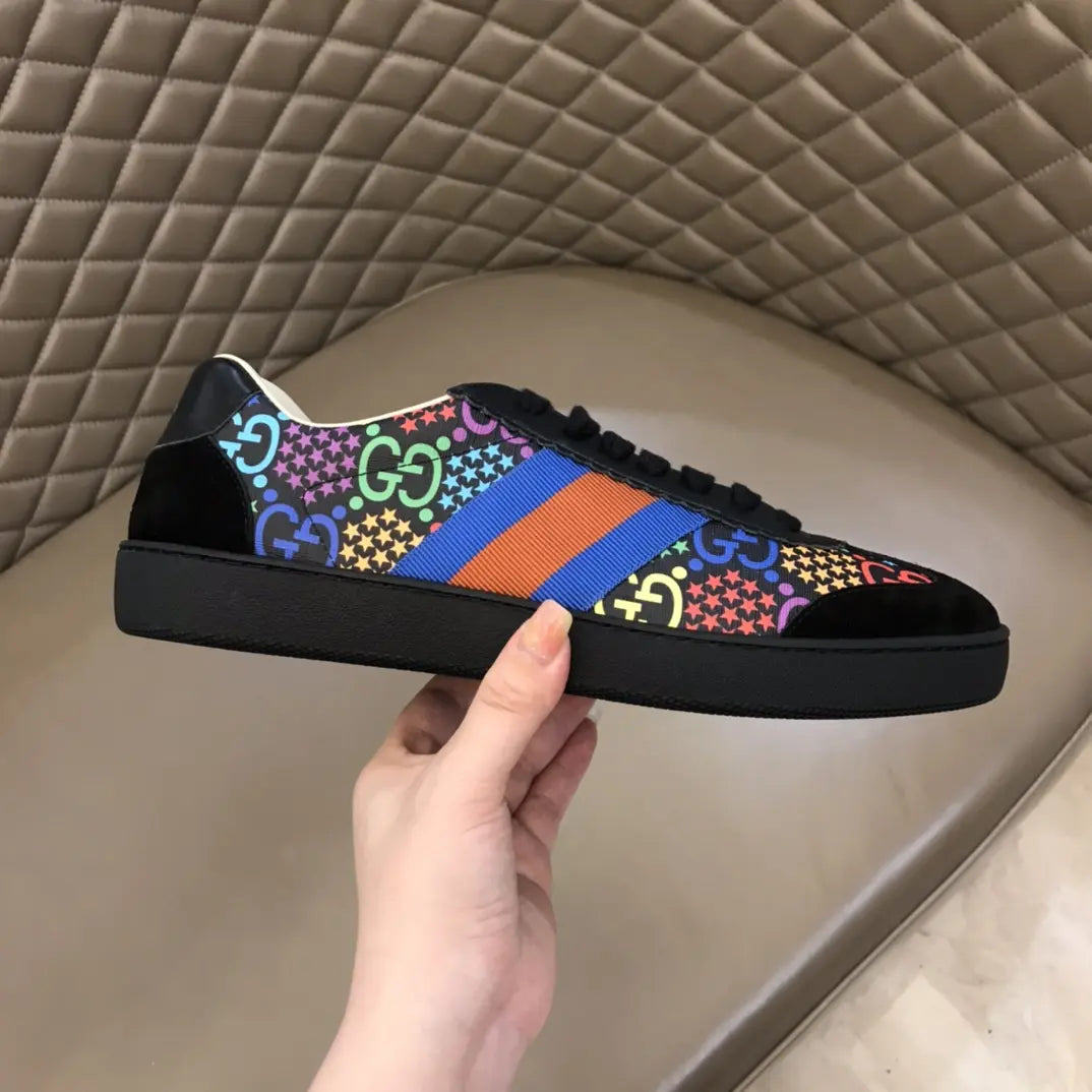 Gucci Ace Black Multicolor Orange Sneakers