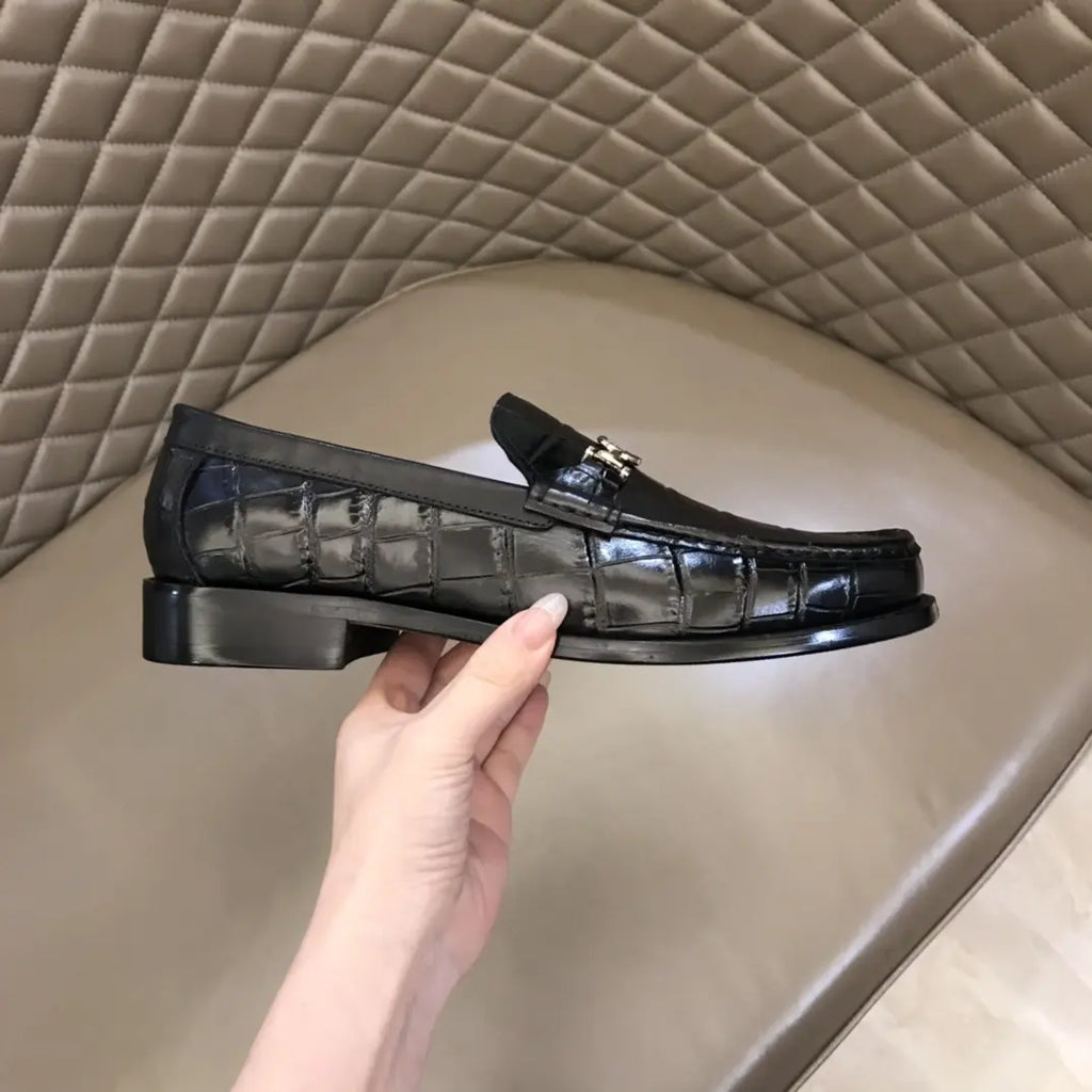 Gucci Horsebit Black Crocodile Leather Loafers