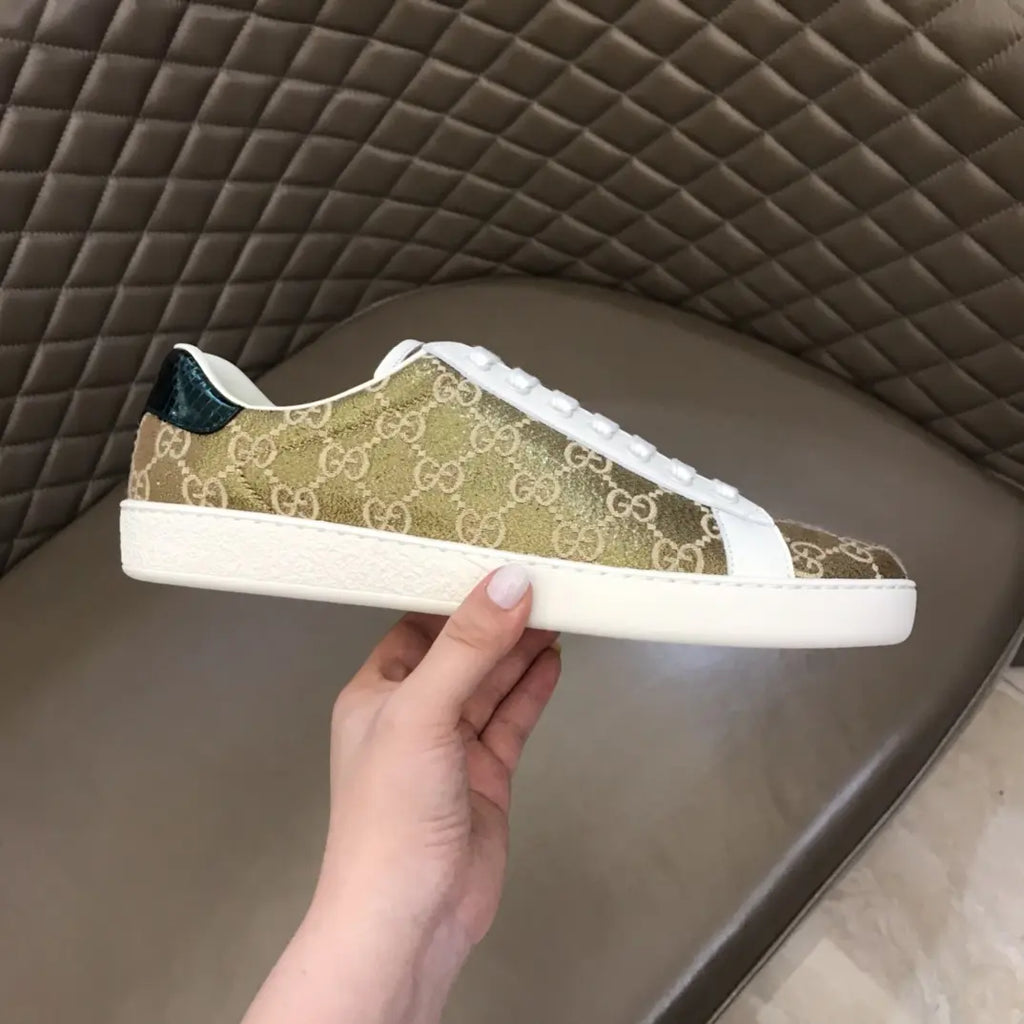 Gucci Ace Beige Brown Red White Sneakers
