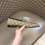 Gucci GG Supreme Horsebit Beige Loafers