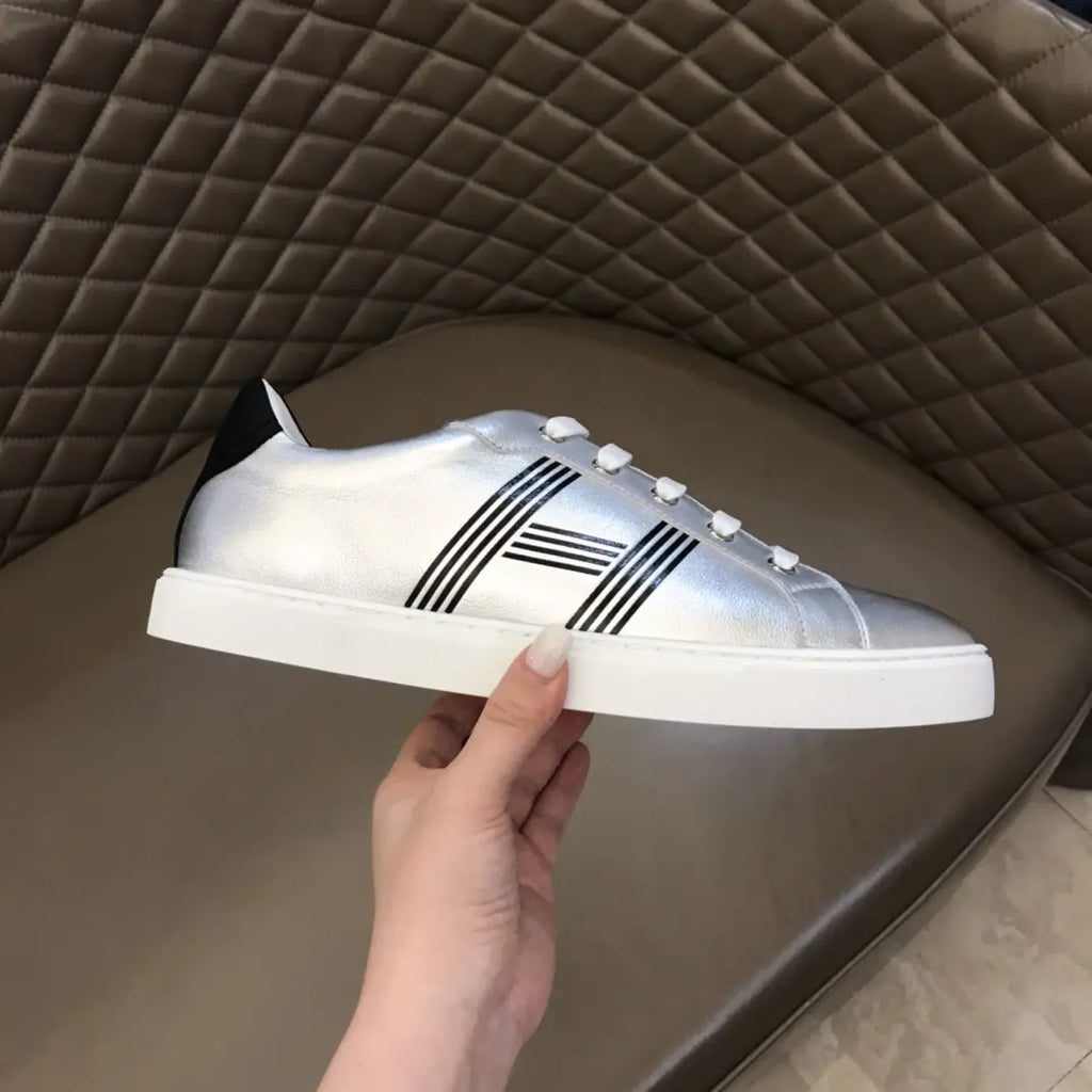 Hermes Silver Black Low Top Sneakers