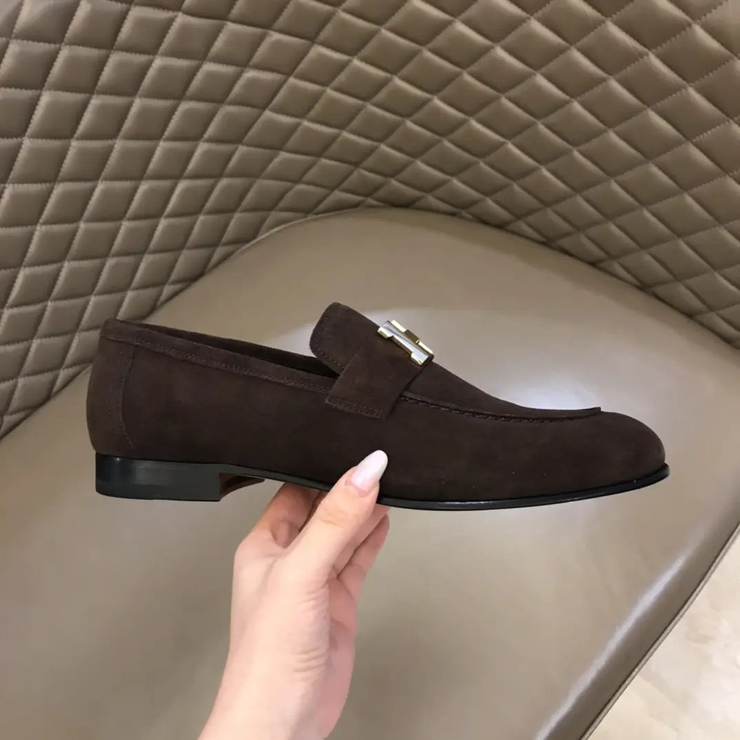 Hermès Paris H Buckle Brown Loafers