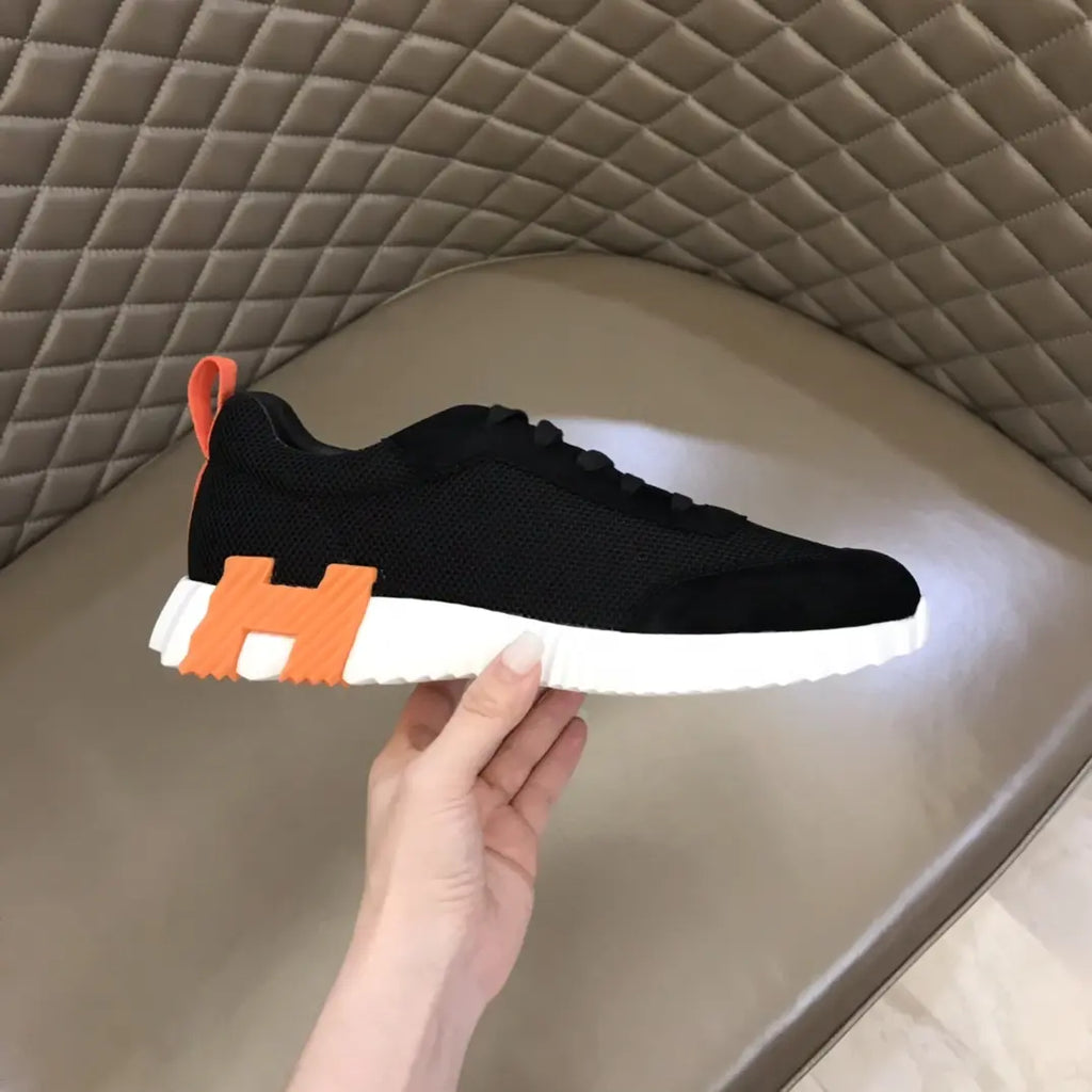 Hermes Paris Black White Orange Sneakers