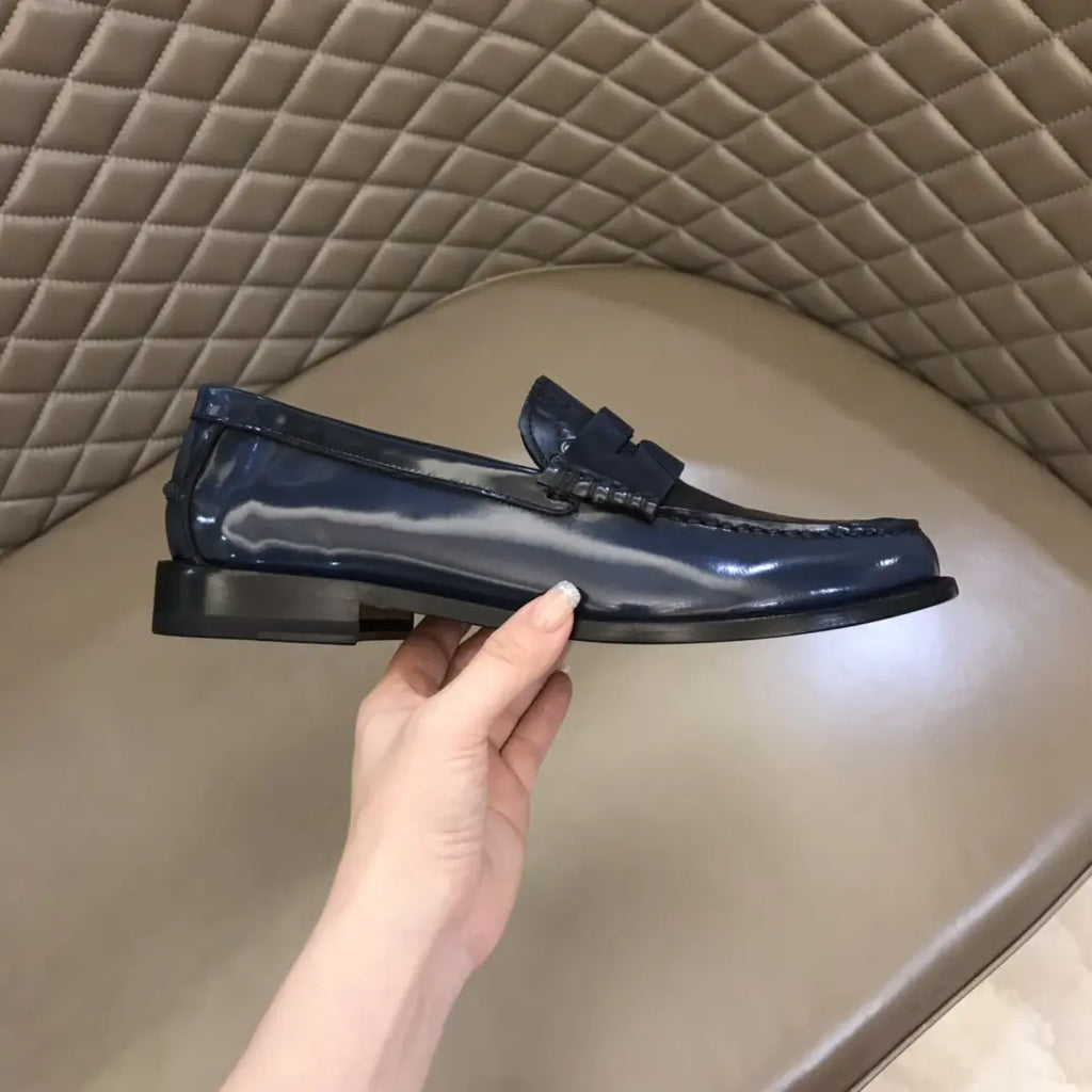 Gucci GG Blue Patent Leather Loafers