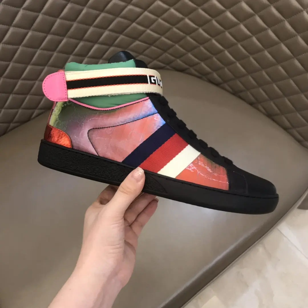 Gucci Web High Top Black Multicolor Sneakers