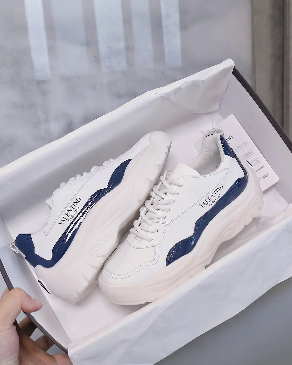 Valentino Garavani White Blue Sneakers