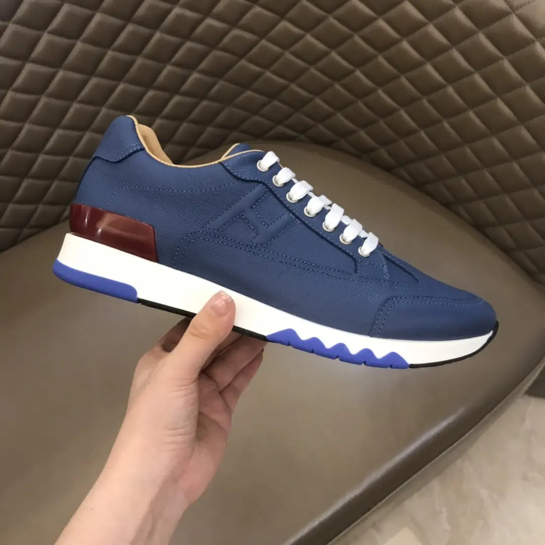 Hermès Paris Navy Blue Brown White Sneakers