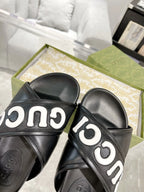 Gucci Logo Black White Slides