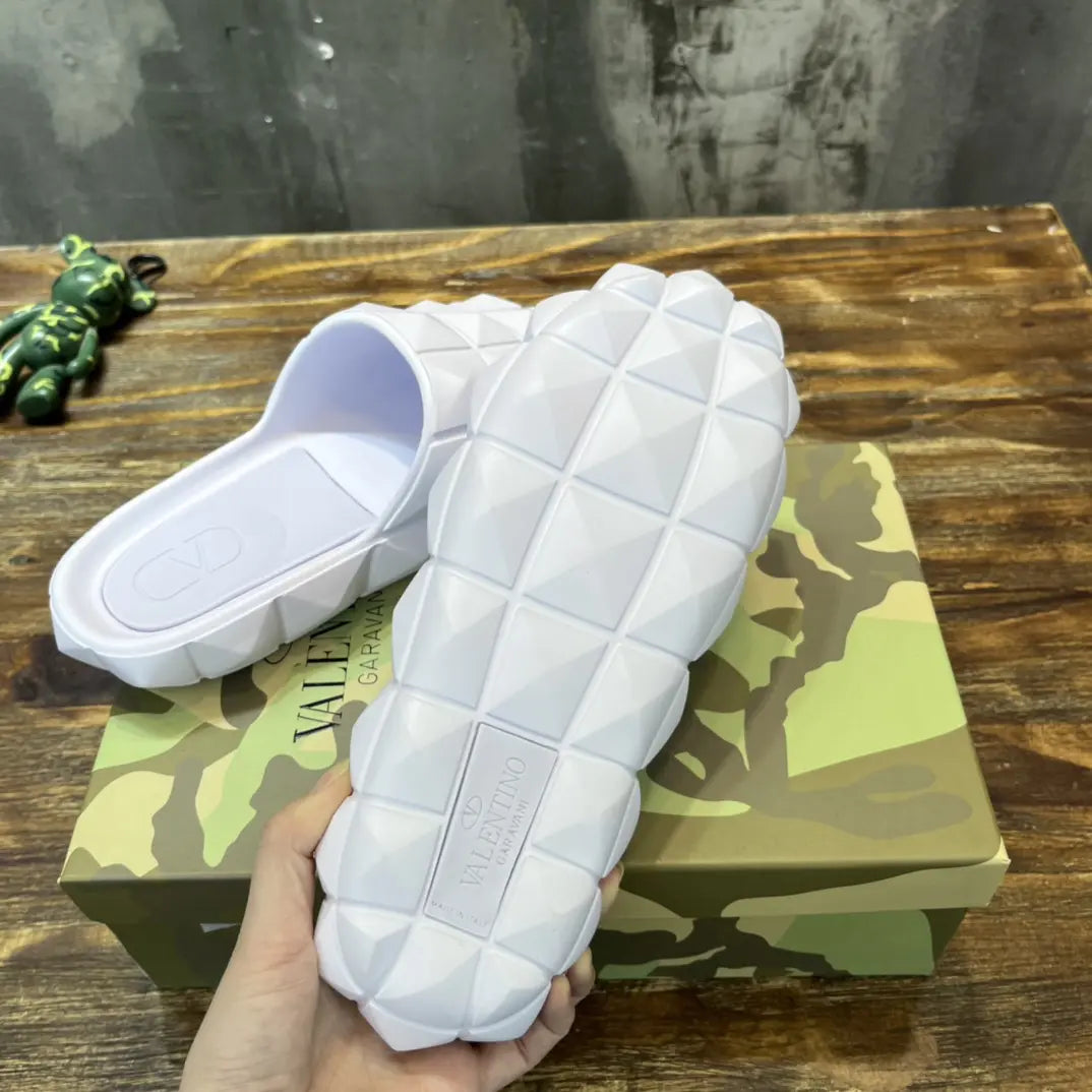 Valentino Garavani Quilted White Slides