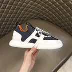 Hermes Paris Black White Orange Sneakers