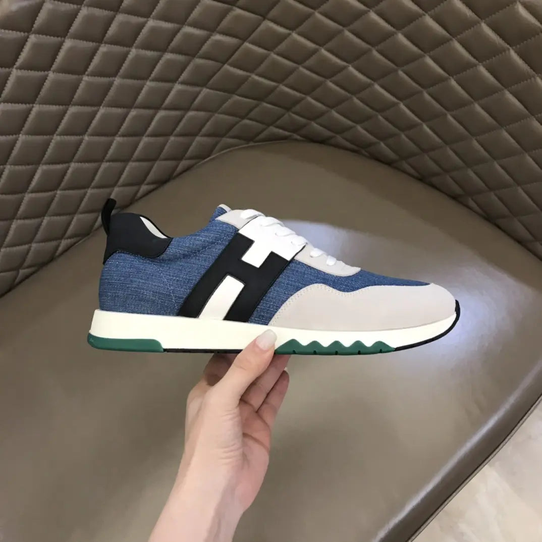 Hermes Denim Blue White Sneakers