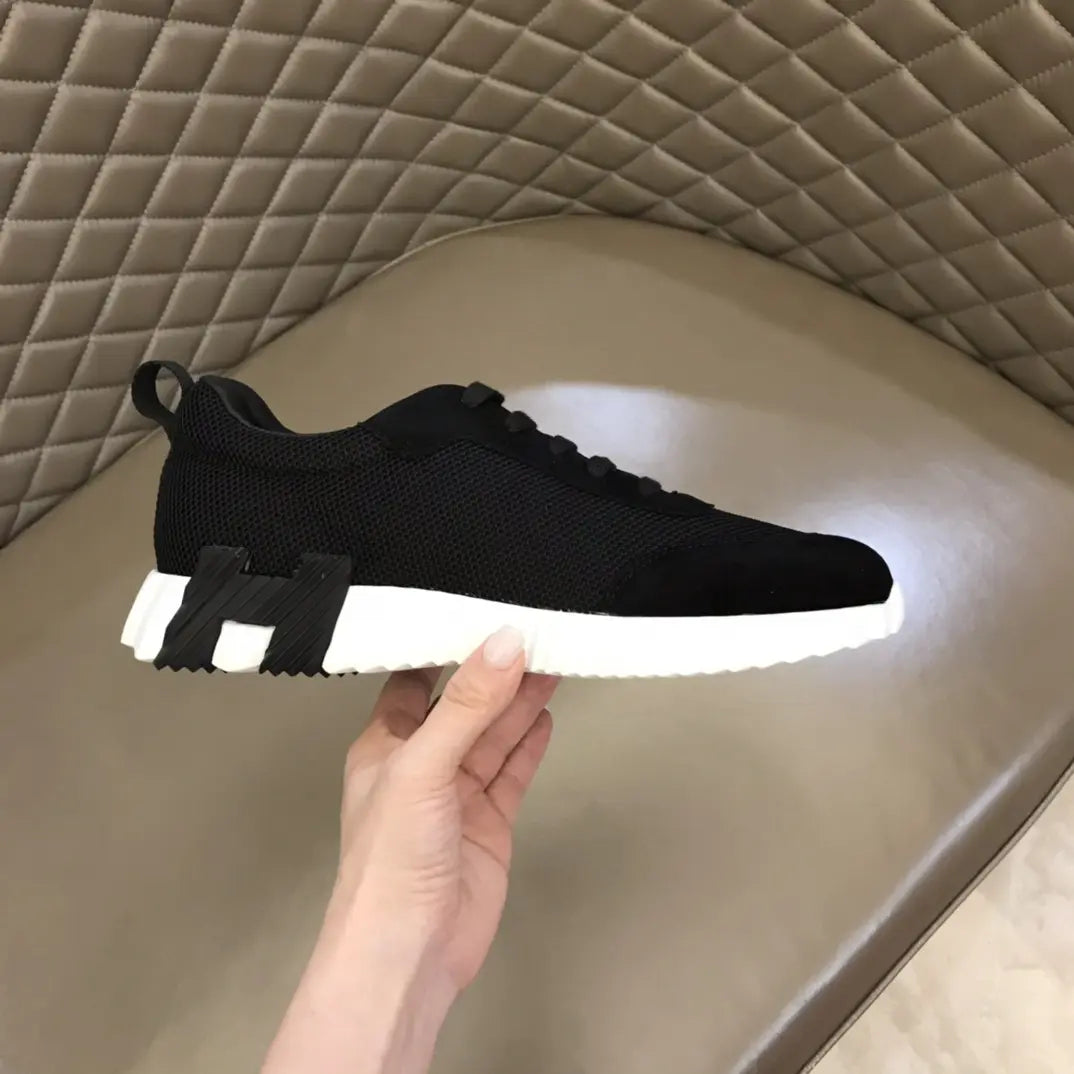 Hermes H Black White Mesh Sneakers