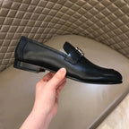 Hermès H Buckle Black Leather Loafers