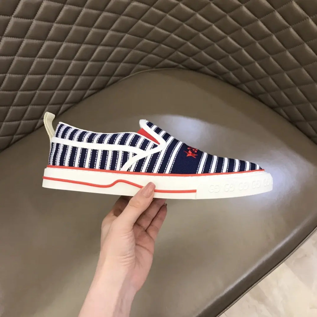 Gucci Striped Blue White Red Slip On Sneakers