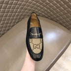 Gucci GG Chain Black Beige Loafers