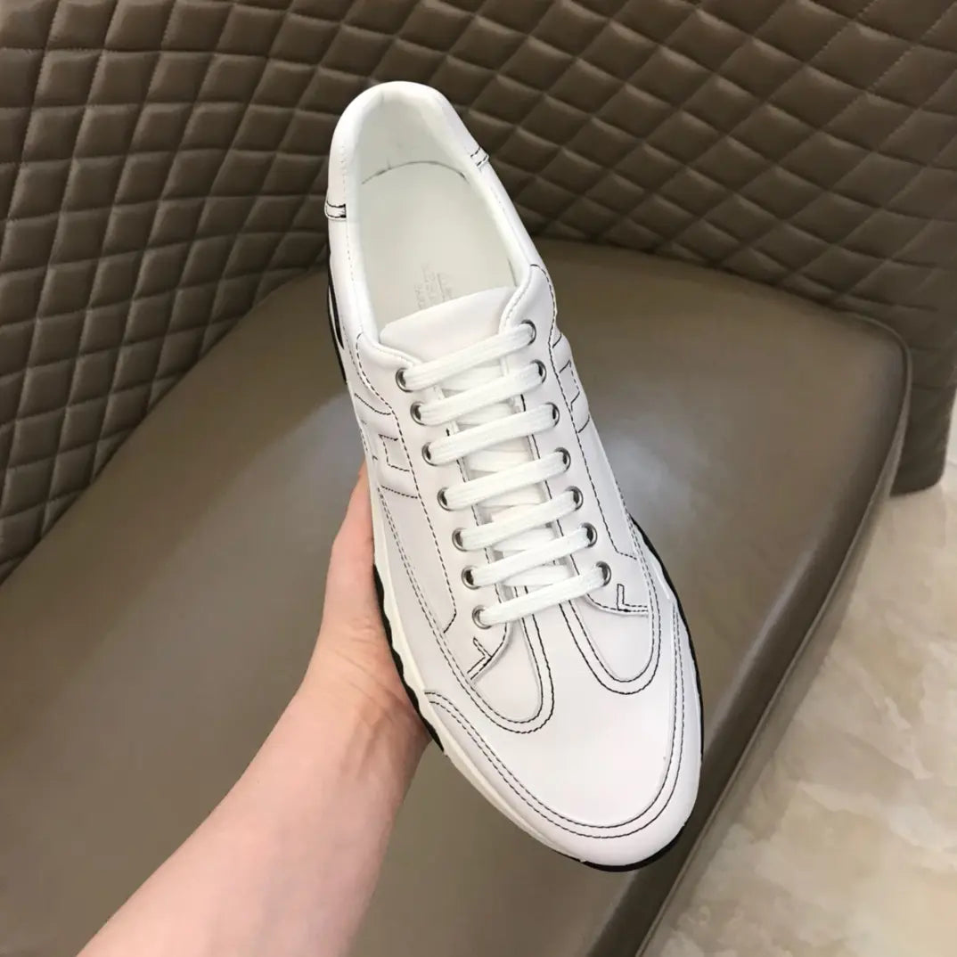 Hermes Paris White Black Leather Sneakers
