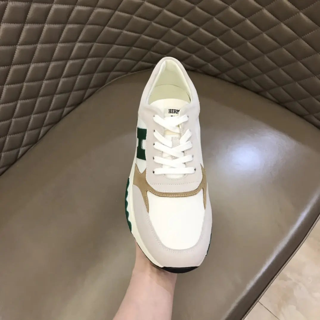 Hermes Paris White Green Beige Sneakers