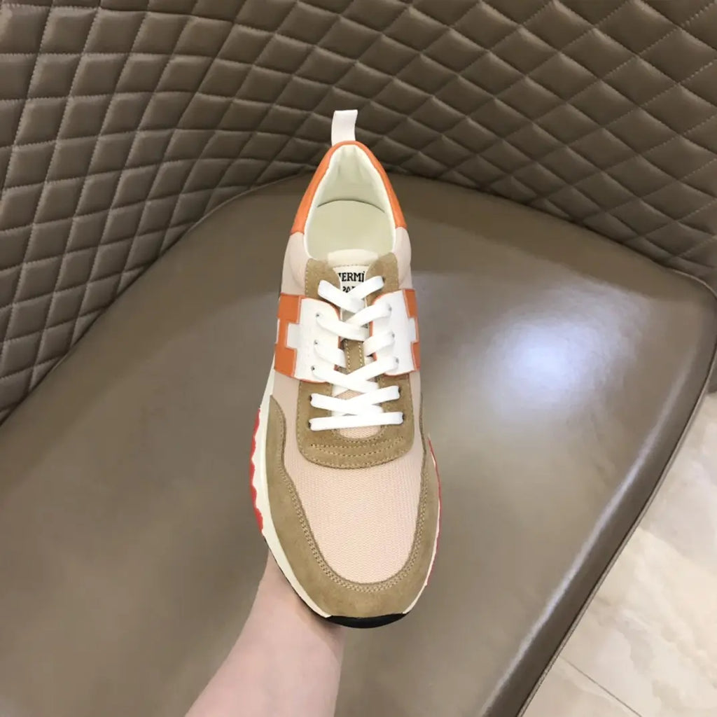 Hermes Paris Beige Orange White Sneakers