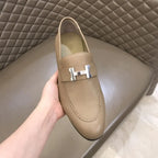 Hermes H Beige Loafers