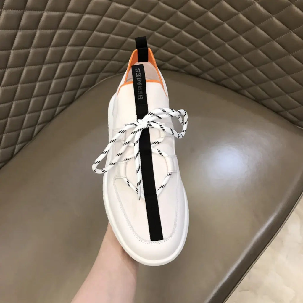 Hermes White Black Orange Sneakers