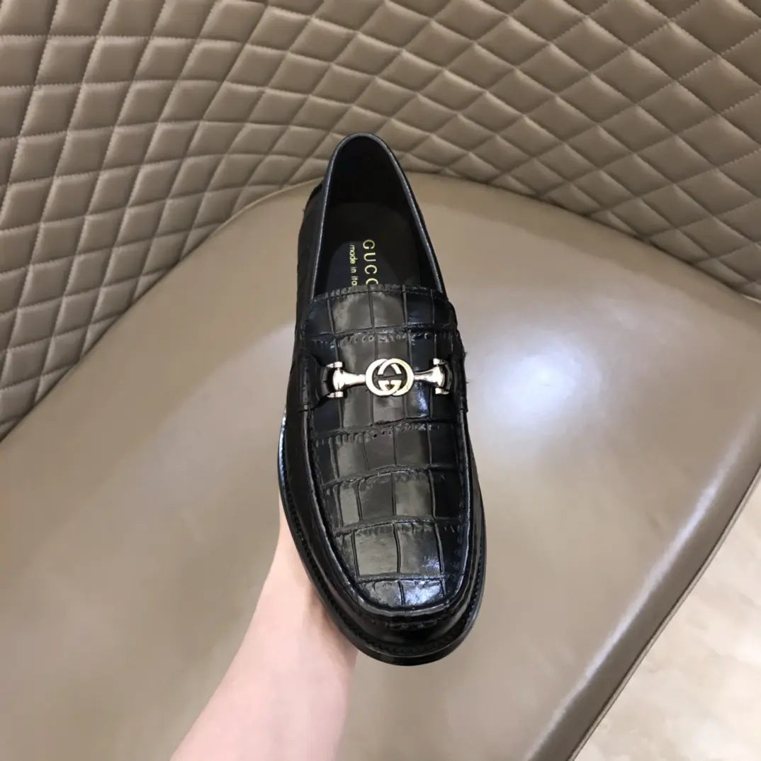 Gucci Horsebit Black Crocodile Leather Loafers
