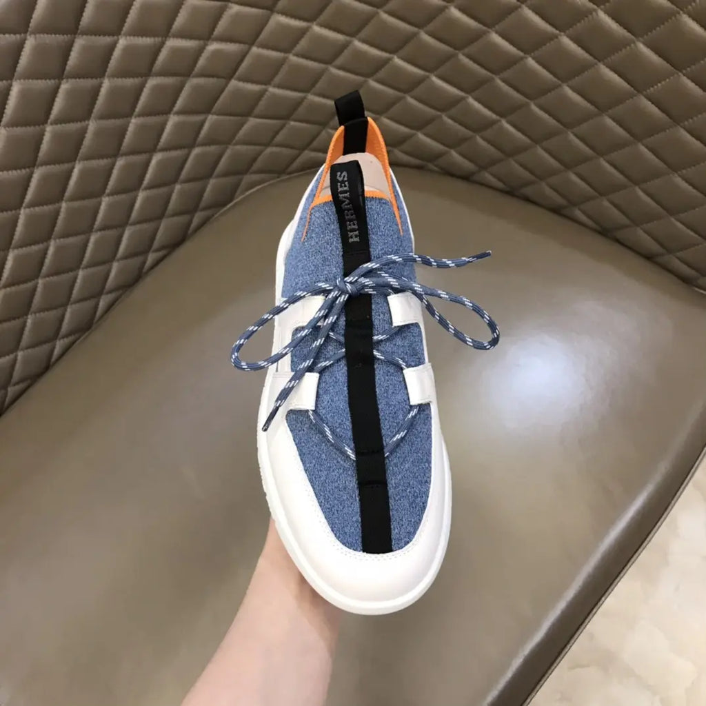 Hermes Blue Denim White Black Sneakers