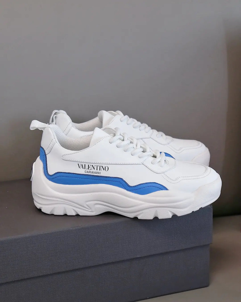 Valentino Garavani White Blue Sneakers