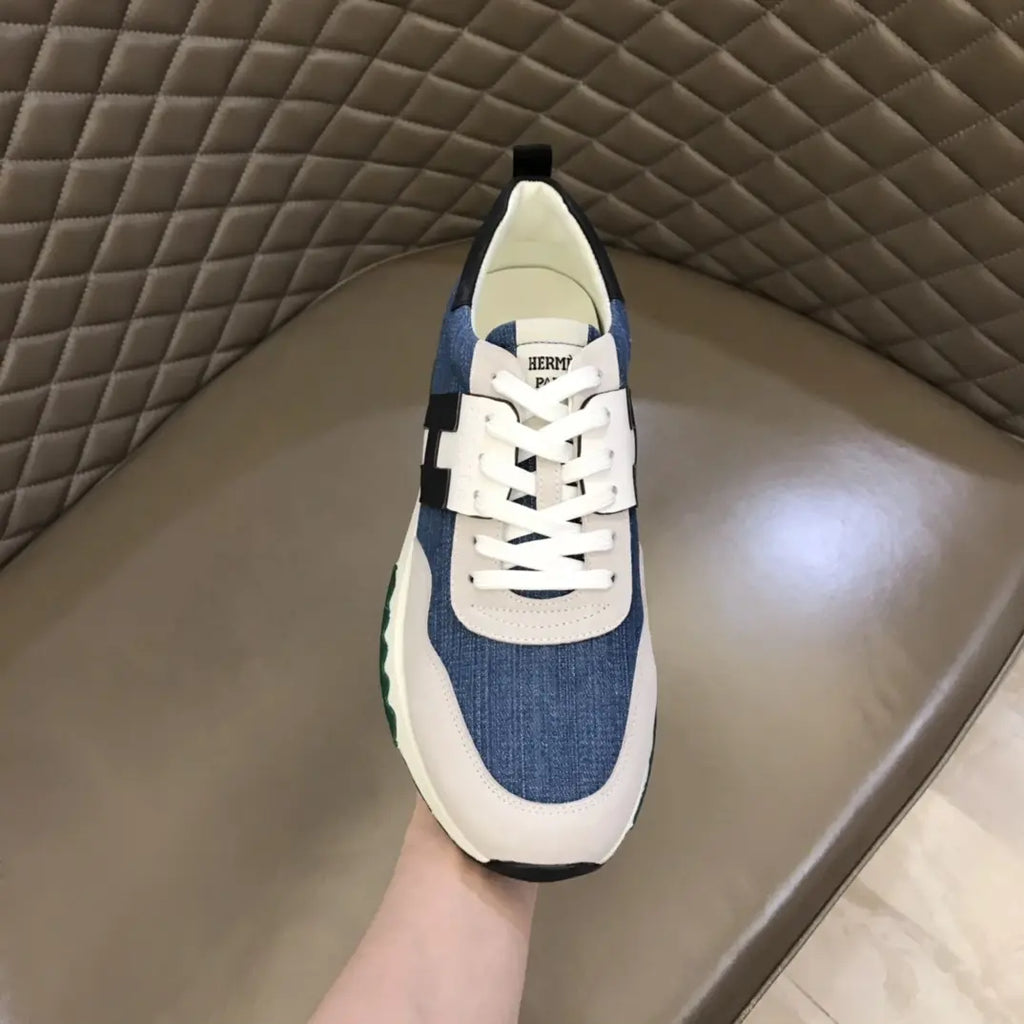 Hermes Denim Blue White Sneakers