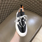 Hermes Paris Black White Orange Sneakers