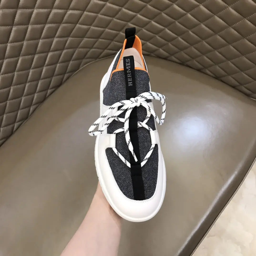 Hermes Paris Black White Orange Sneakers