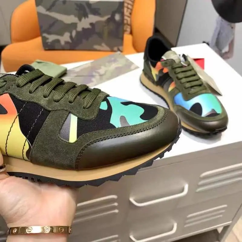 Valentino Rockrunner Camo Green Blue Orange Sneakers