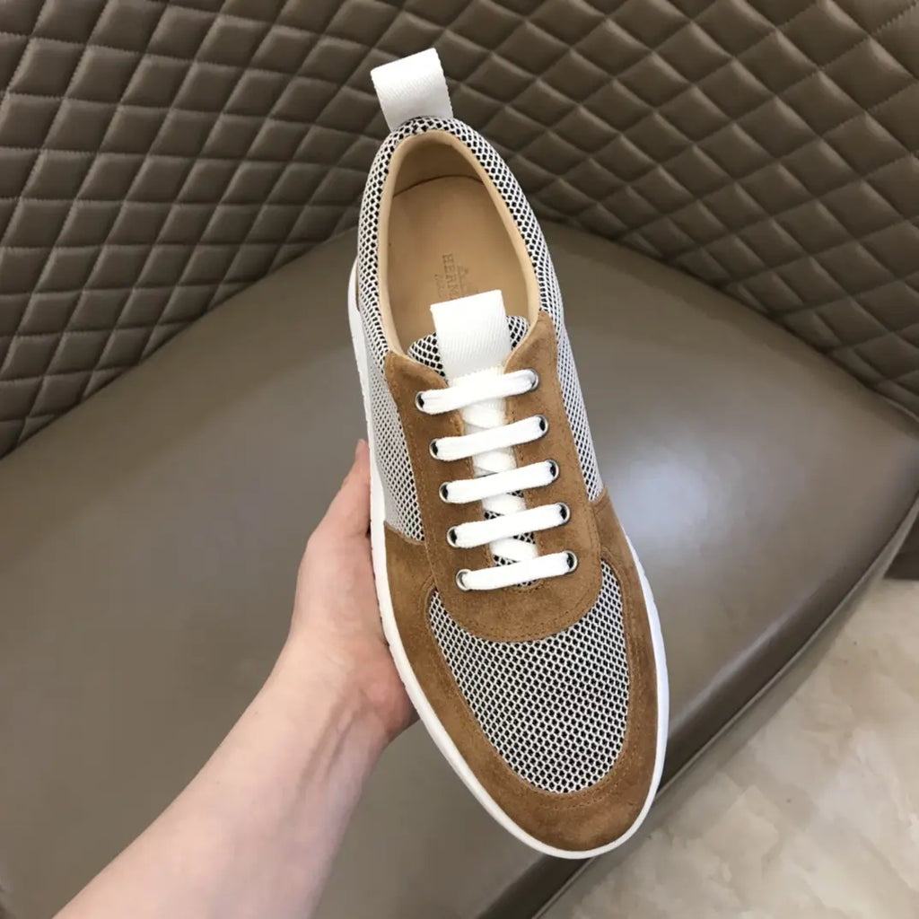 H Suede Mesh Brown White Sneakers